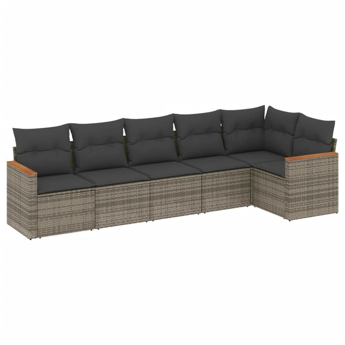 6 Piece Garden Sofa Set With Cushions Grey Poly Rattan Txxpkkb