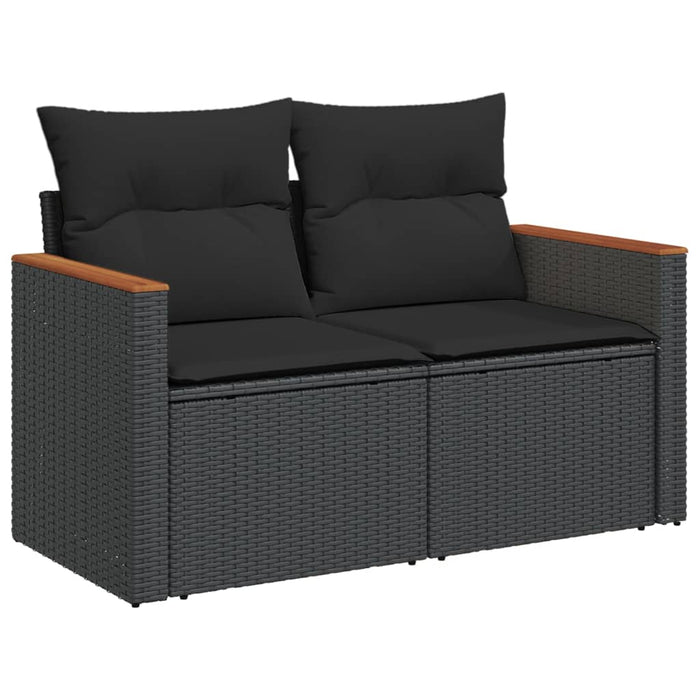 6 Piece Garden Sofa Set With Cushions Black Poly Rattan Txxpkkk