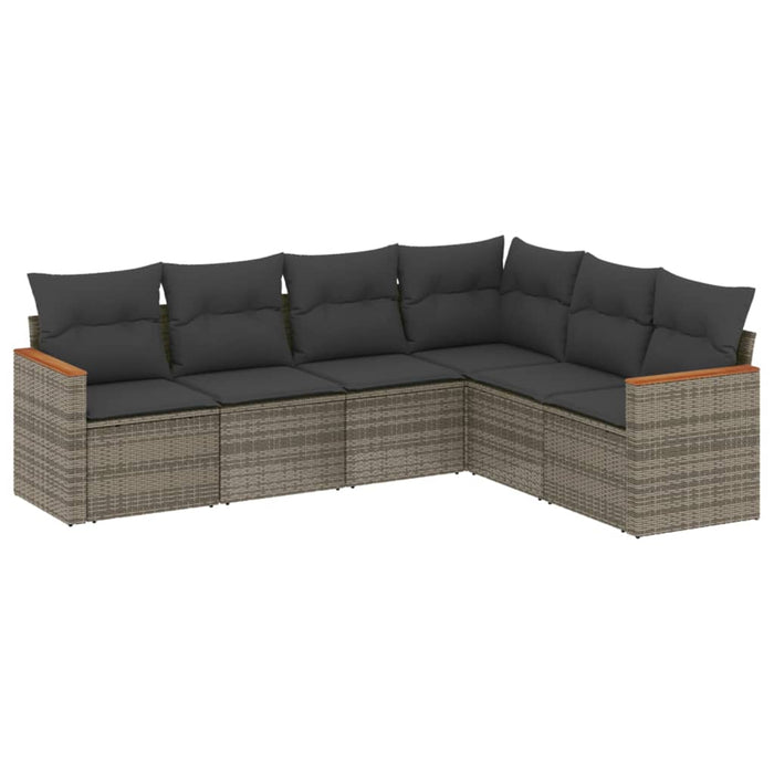 6 Piece Garden Sofa Set With Cushions Grey Poly Rattan Txxlbba