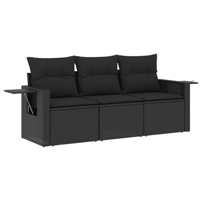 3 Piece Garden Sofa Set With Cushions Black Poly Rattan Txpxokx
