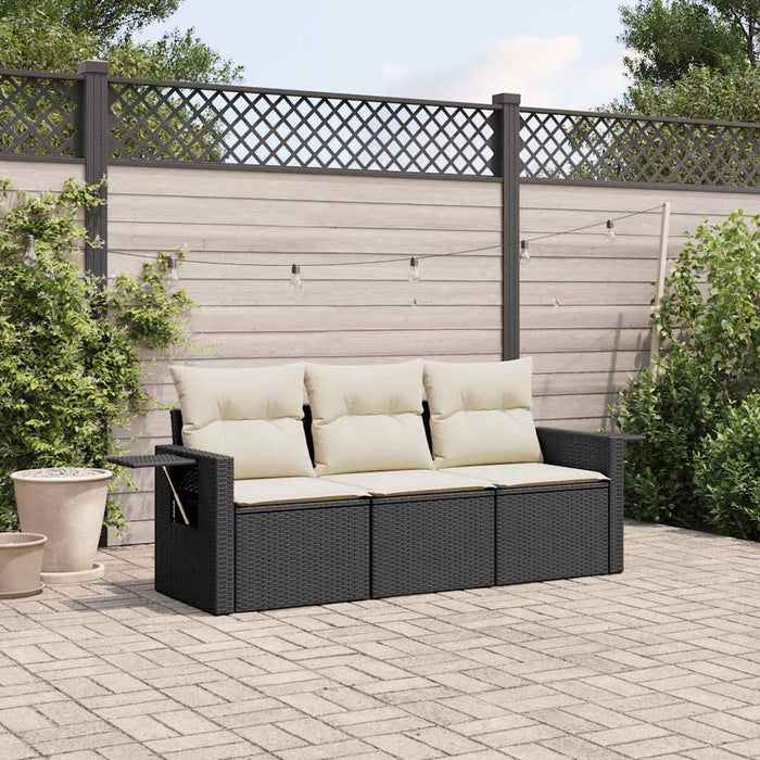 3 Piece Garden Sofa Set With Cushions Black Poly Rattan Txpxokt