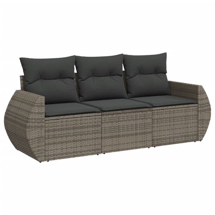 3 Piece Garden Sofa Set With Cushions Grey Poly Rattan Txpttki