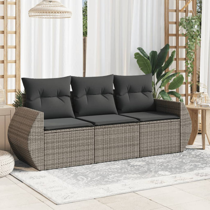 3 Piece Garden Sofa Set With Cushions Grey Poly Rattan Txpttki