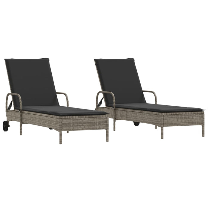 Sun Loungers With Cushions 2 Pcs Grey Poly Rattan Txloatl