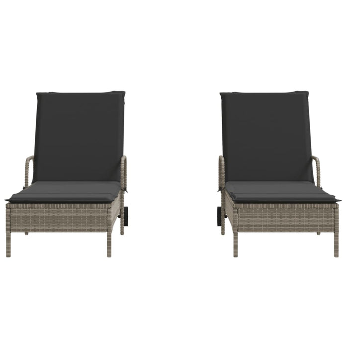 Sun Loungers With Cushions 2 Pcs Grey Poly Rattan Txloatl