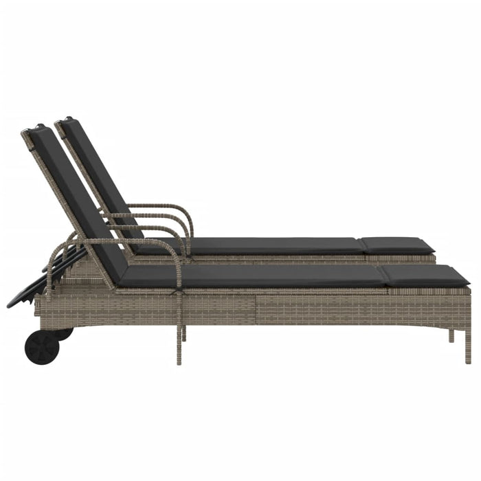 Sun Loungers With Cushions 2 Pcs Grey Poly Rattan Txloatl