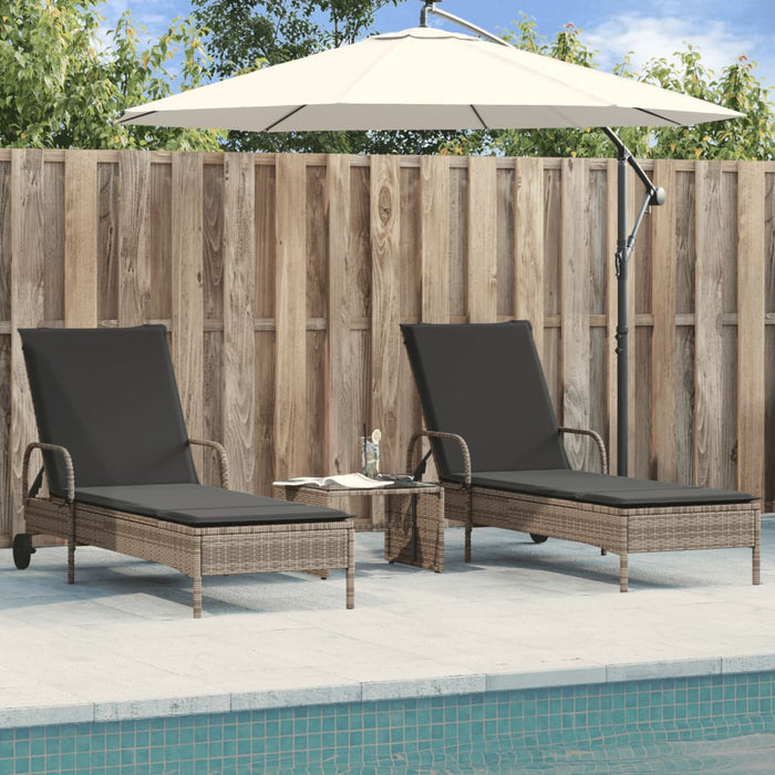 Sun Loungers With Cushions 2 Pcs Grey Poly Rattan Txloatl