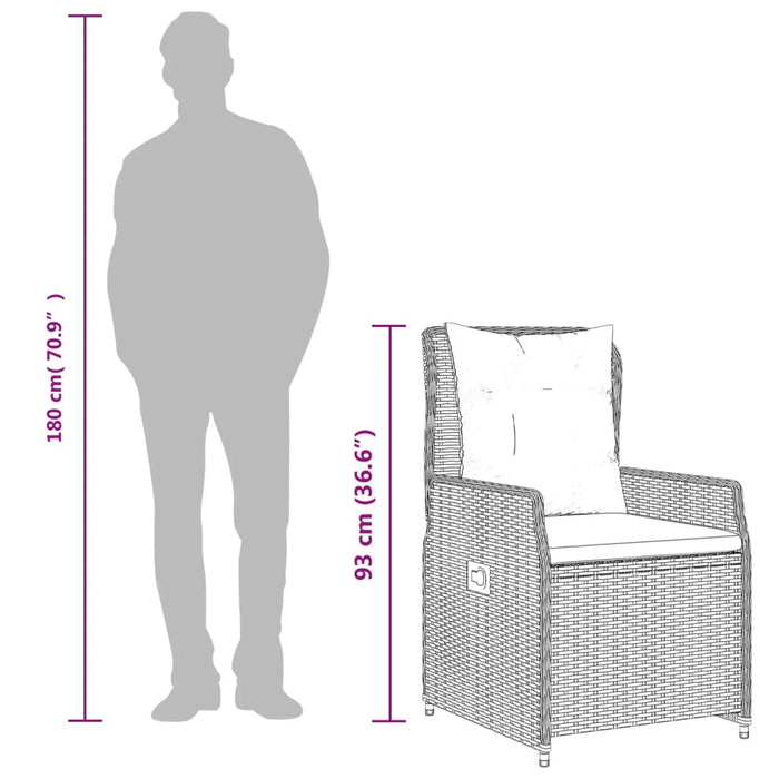 3 Piece Bistro Set With Cushions Black Poly Rattan Txlxilp