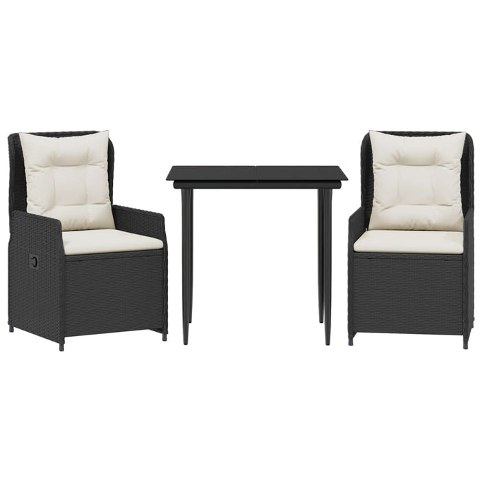 3 Piece Garden Dining Set With Cushions Black Poly Rattan Txlxnxl