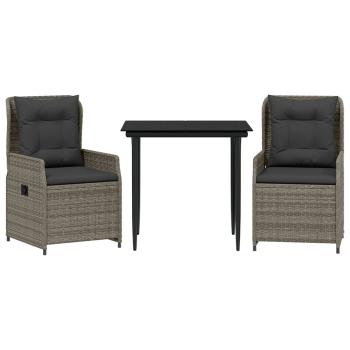 3 Piece Garden Dining Set With Cushions Grey Poly Rattan Txlxnpa