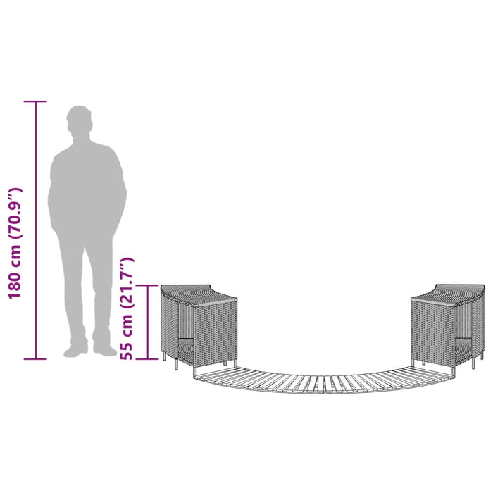 Hot Tub Surround Black Poly Rattan And Solid Wood Acacia Txiblta