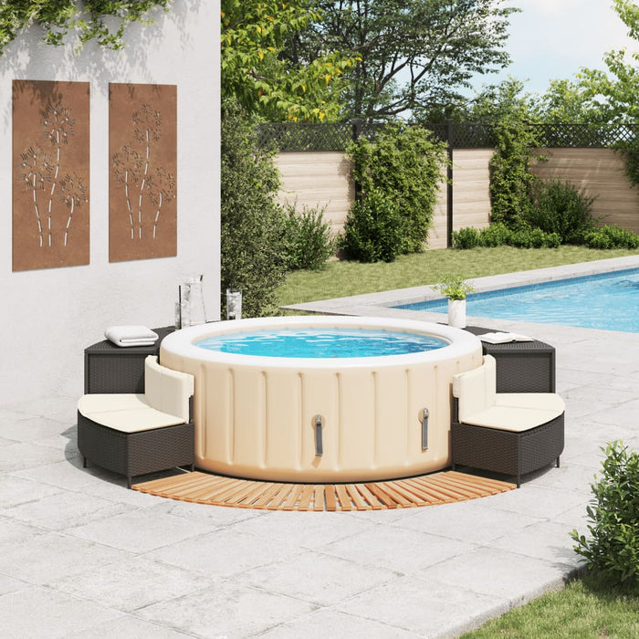 Hot Tub Surround Black Poly Rattan And Solid Wood Acacia Txibltp