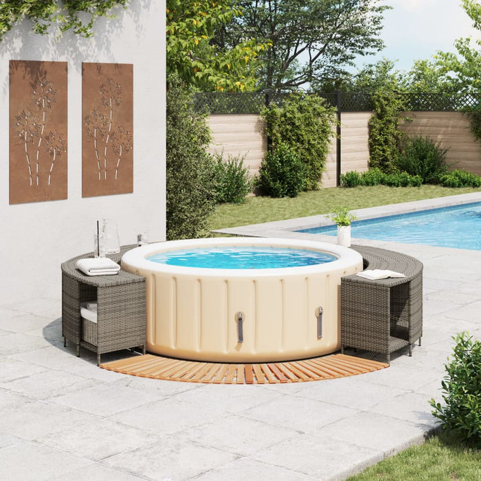 Hot Tub Surround Grey Poly Rattan And Solid Wood Acacia Txiblap