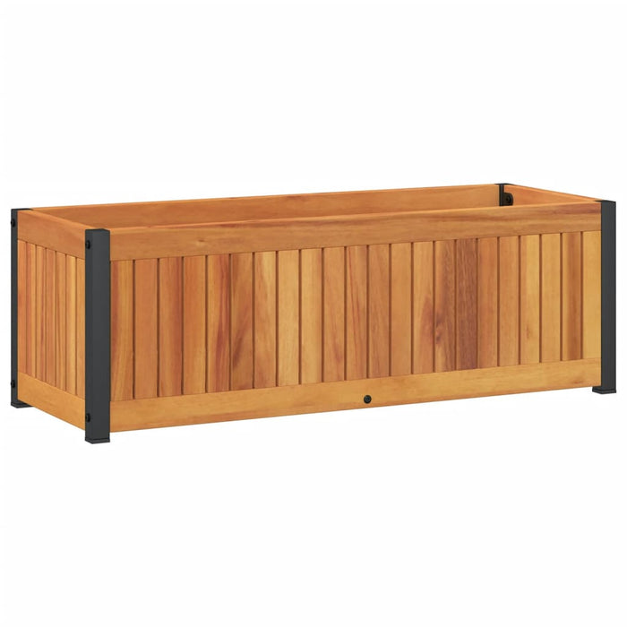 Garden Planter 80X30X27.5 Cm Solid Wood Acacia And Steel Tliloa