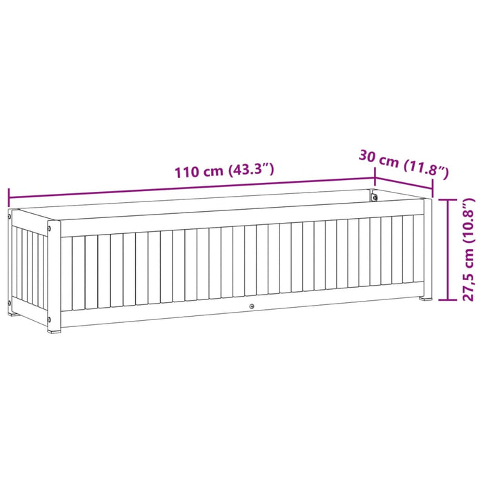 Garden Planter 110X30X27.5 Cm Solid Wood Acacia And Steel Tlilop