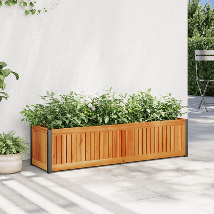 Garden Planter 110X30X27.5 Cm Solid Wood Acacia And Steel Tlilop