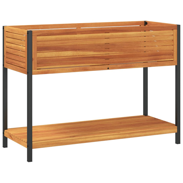 Garden Planter With Shelf 110X45X80 Cm Solid Wood Acacia And Steel Tlilon