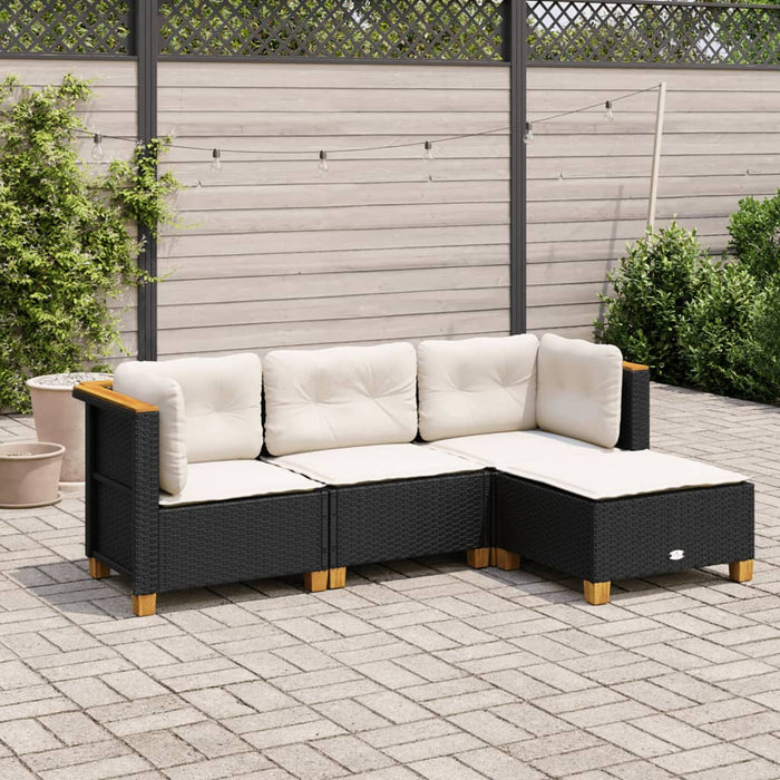 4 Piece Garden Sofa Set With Cushions Black Poly Rattan Txloiik