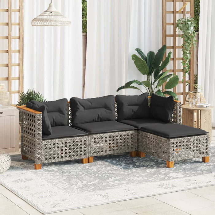 4 Piece Garden Sofa Set With Cushions Grey Poly Rattan Txloint