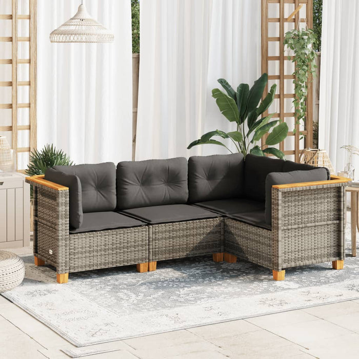 4 Piece Garden Sofa Set With Cushions Grey Poly Rattan Txloikn
