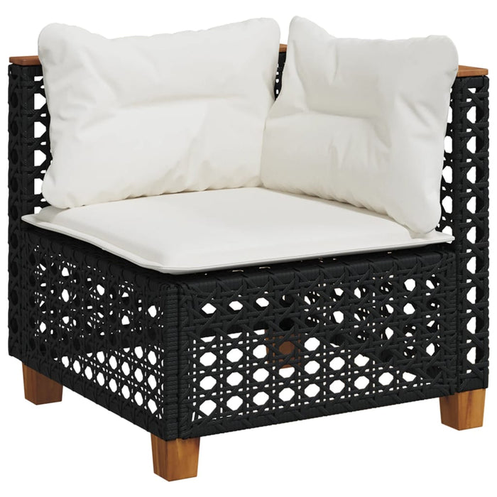 5 Piece Garden Sofa Set With Cushions Black Poly Rattan Txlonxa