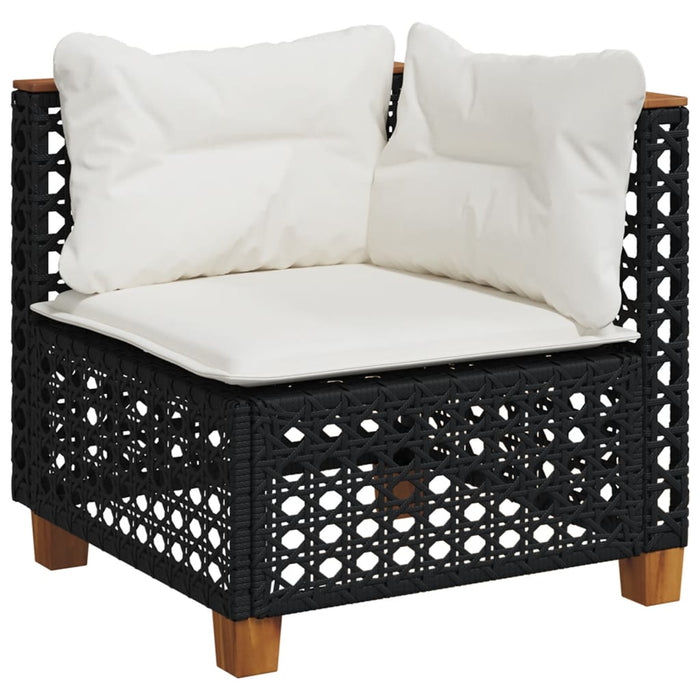 5 Piece Garden Sofa Set With Cushions Black Poly Rattan Txlontl