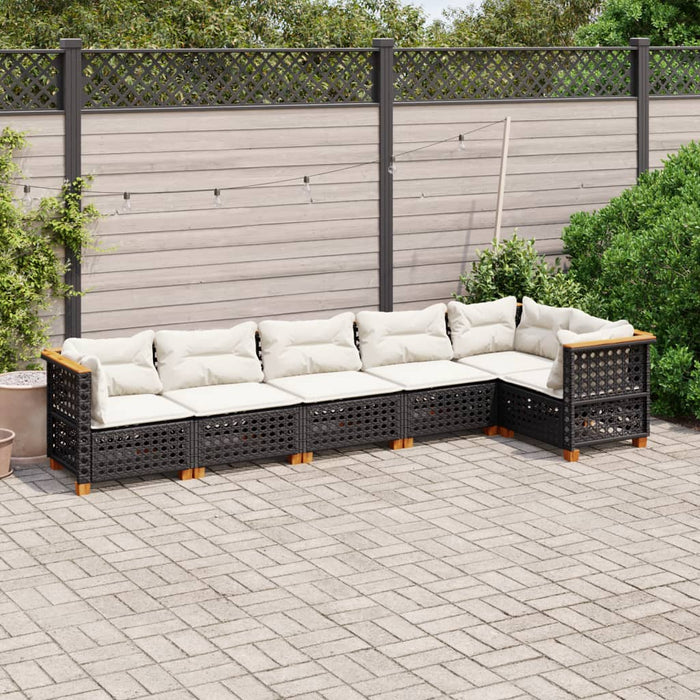 6 Piece Garden Sofa Set With Cushions Black Poly Rattan Txlonan
