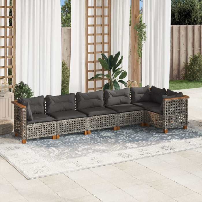 6 Piece Garden Sofa Set With Cushions Grey Poly Rattan Txlonak