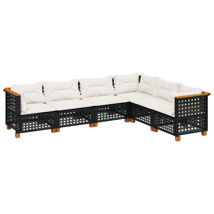 6 Piece Garden Sofa Set With Cushions Black Poly Rattan Txlonlb
