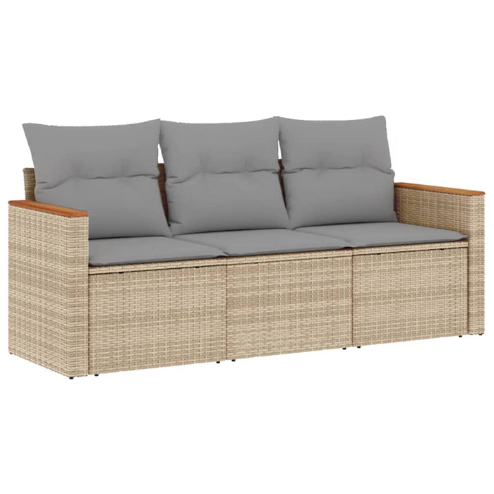 3 Piece Garden Sofa Set With Cushions Beige Poly Rattan Txpnolb