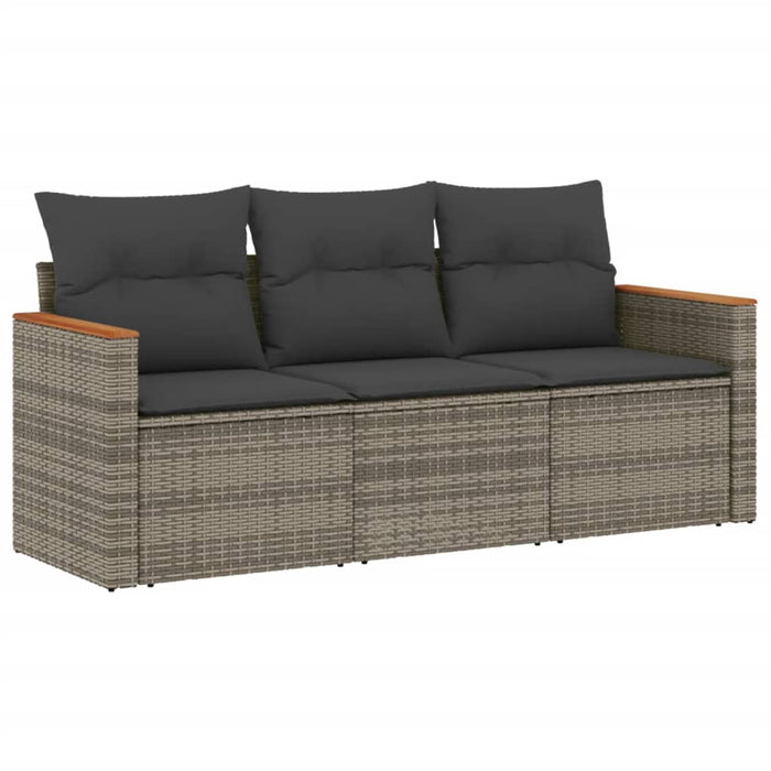 3 Piece Garden Sofa Set With Cushions Grey Poly Rattan Txpnolo
