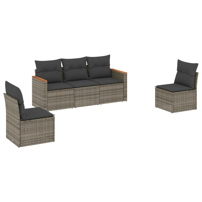 5 Piece Garden Sofa Set With Cushions Grey Poly Rattan Txpnxpx
