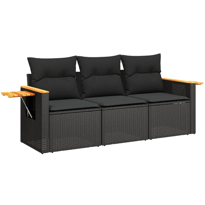3 Piece Garden Sofa Set With Cushions Black Poly Rattan Txpnkkl