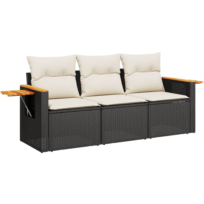 3 Piece Garden Sofa Set With Cushions Black Poly Rattan Txpnkki