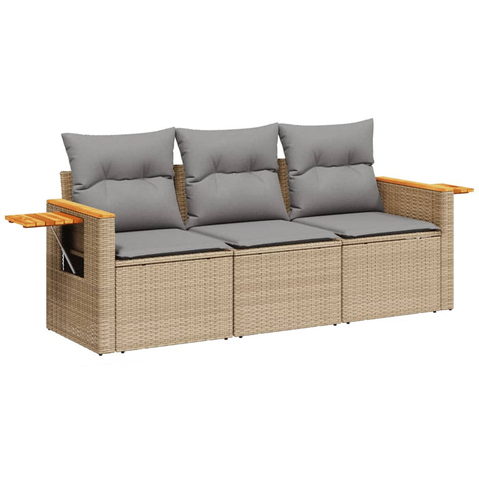 3 Piece Garden Sofa Set With Cushions Beige Poly Rattan Txpkbbb