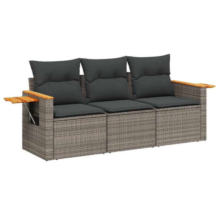 3 Piece Garden Sofa Set With Cushions Grey Poly Rattan Txpkbbo