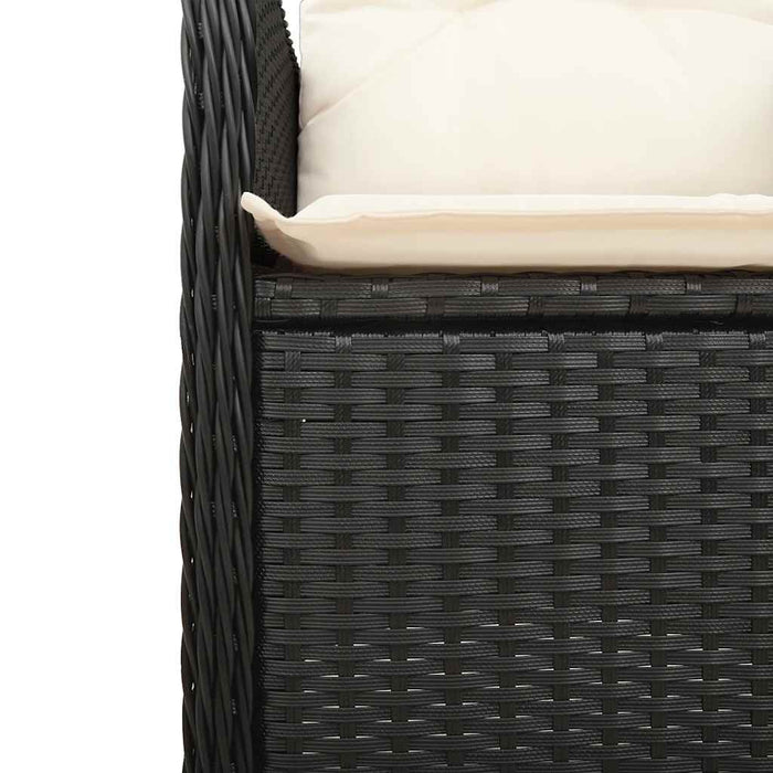 3 Piece Garden Bistro Set With Cushions Black Poly Rattan Txilkni