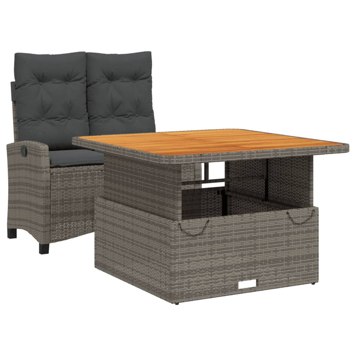 2 Piece Garden Dining Set With Cushions Grey Poly Rattan Txiiabt