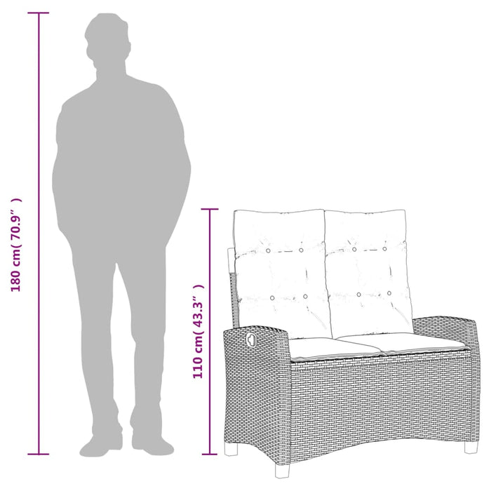 2 Piece Garden Dining Set With Cushions Grey Poly Rattan Txiiabl