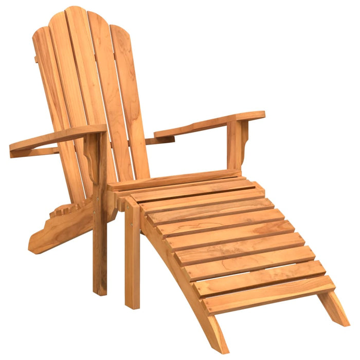 Garden Adirondack Chair With Footrest Solid Wood Teak Abbnbnb