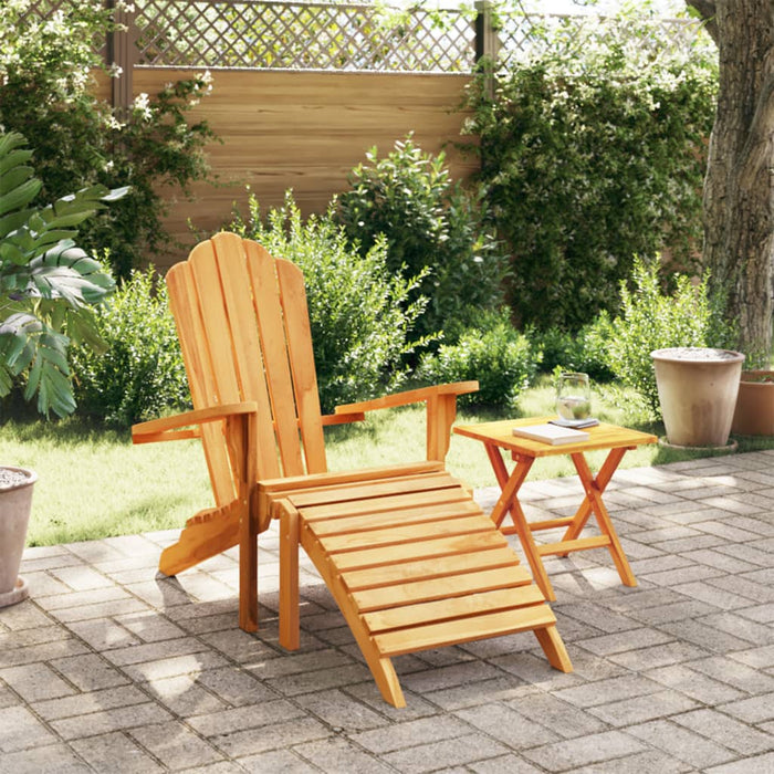 Garden Adirondack Chair With Footrest Solid Wood Teak Abbnbnb