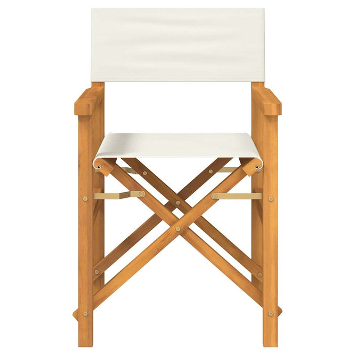 Folding Director'S Chair Cream Solid Wood Teak Abbnpbi