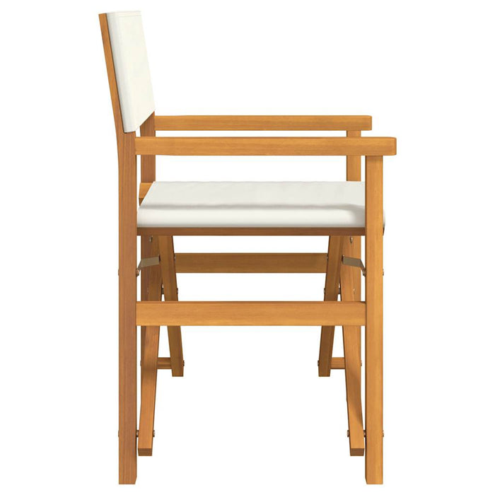 Folding Director'S Chair Cream Solid Wood Teak Abbnpbi
