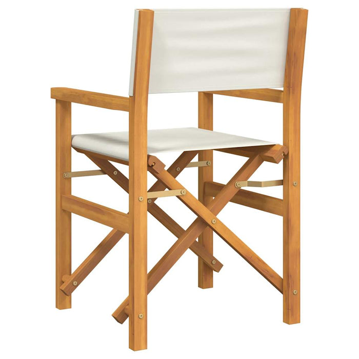 Folding Director'S Chair Cream Solid Wood Teak Abbnpbi
