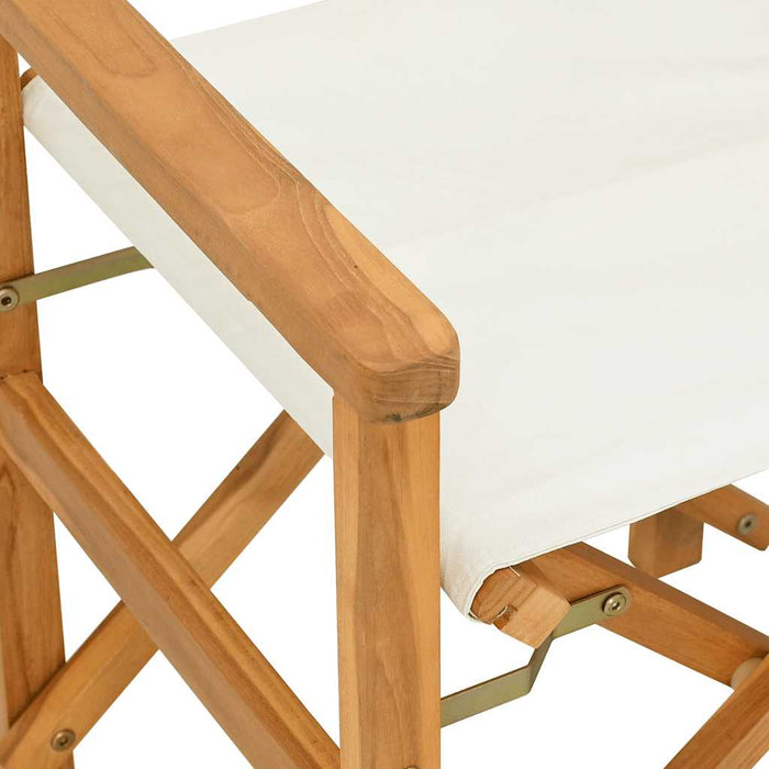 Folding Director'S Chair Cream Solid Wood Teak Abbnpbi