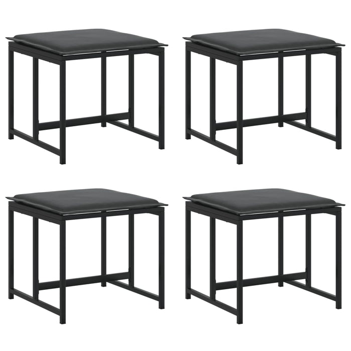 Garden Stools With Cushions 4 Pcs Black Steel And Textilene Abbnpnp