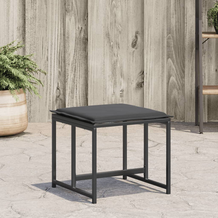 Garden Stools With Cushions 4 Pcs Black Steel And Textilene Abbnpnp