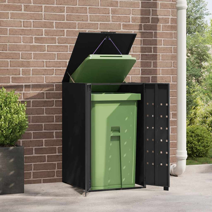 Wheelie Bin Storage For Single Bin Black 69X79X117 Cm Steel Abbnaxa