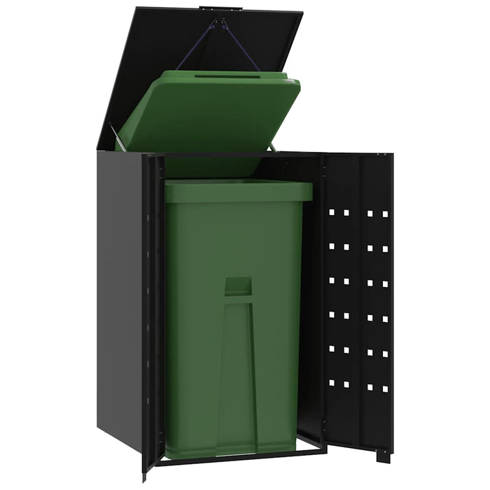Wheelie Bin Storage For Single Bin Black 69X79X117 Cm Steel Abbnaxa