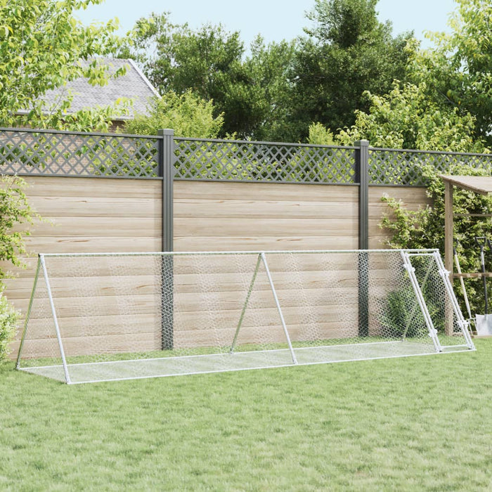 Rabbit Hutch Silver 400X105X91 Cm Galvanised Steel Txnopto